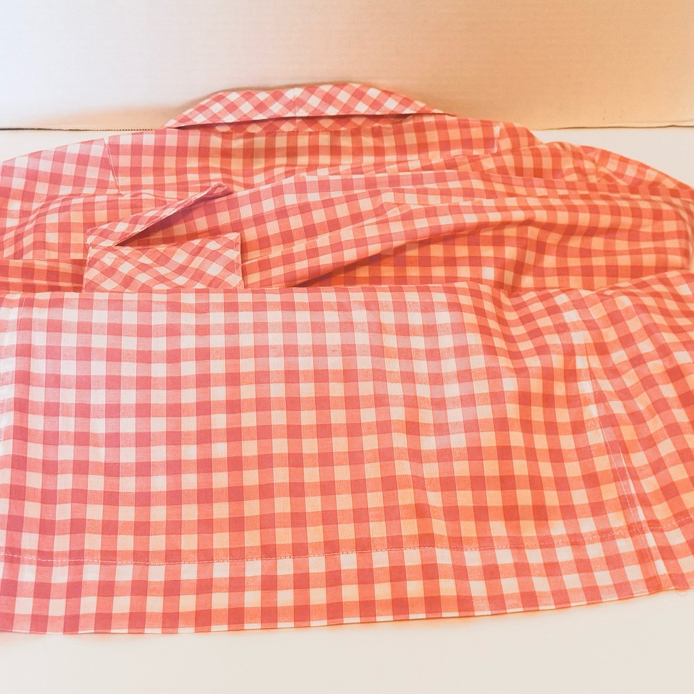 Jones New York Collection Pink Gingham Silk Blouse Long Sleeve Cuffs Size 14W - Picture 14 of 16